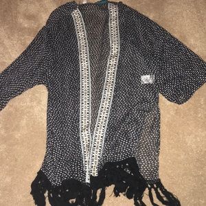 Black patterned sheer cardigan